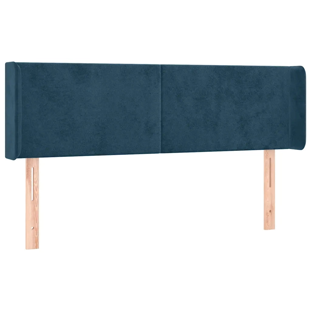 Testiera ad Orecchio-Testata con Orecchie Blu Scuro 147x16x78/88 cm in Velluto 145315