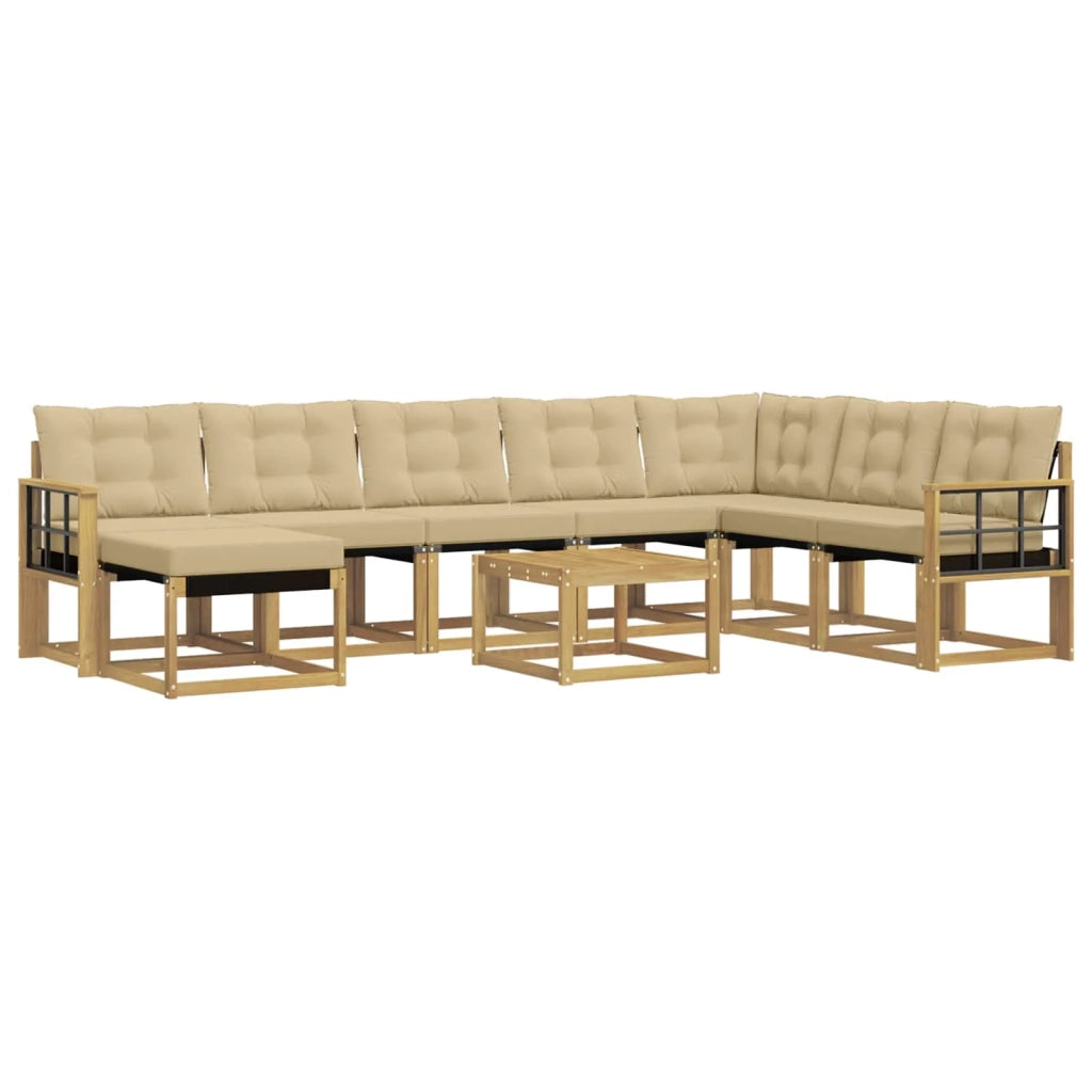 Set di divani da esterno con cuscino 9 pcs Bianco e Beige