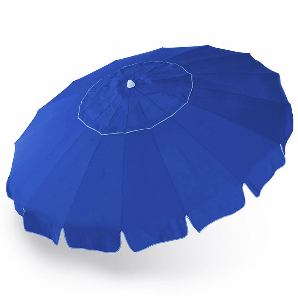 Ombrellone Mare Spiaggia Giardino 220cm Alluminio 16 Stecche con Custodia Air Vent Blu
