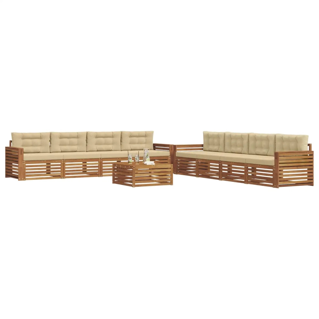 Set di divani da esterno con cuscino 9 pcs Naturale e Beige 3373228