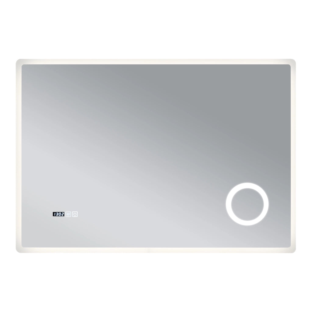 Specchio LED da Parete Racale Multifunzionale Cornice Bianca 100 x 70 cm pro.tec