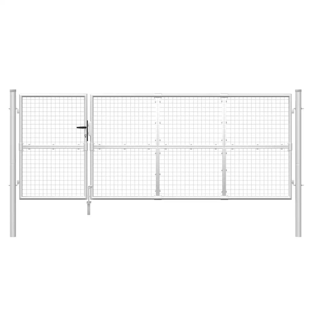 Cancello da Giardino in Rete Argento 350x175 cm Acciaio Zincato