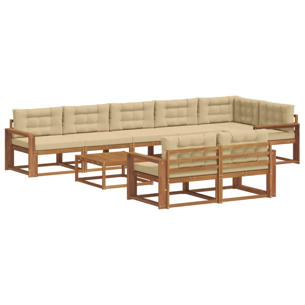 Set di divani da esterno con cuscino 9 pcs Naturale e Beige
