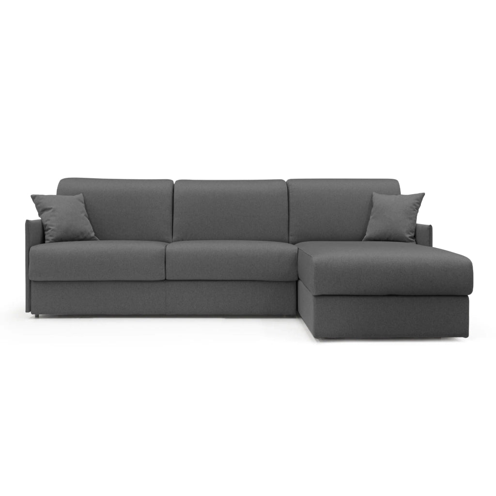 Evans Divano letto angolare con penisola in morbido tessuto impermeabile T13 252 cm Sinistro (mat. 140x197)  antracite