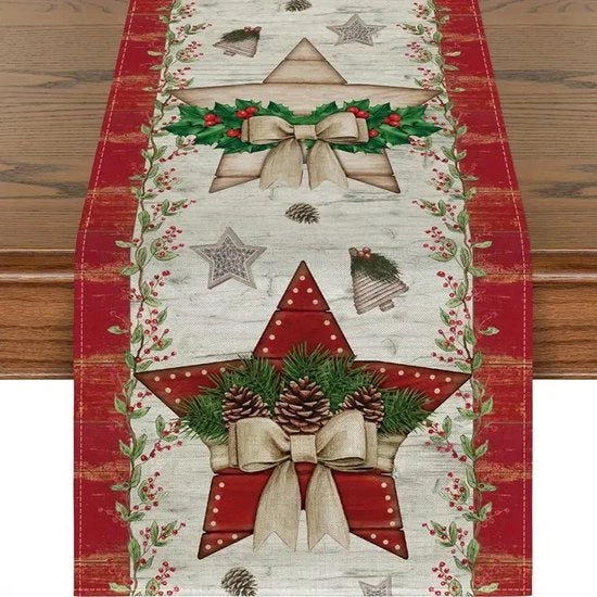 Tavolo da Natale con fiori rossi tovaglia per tavolo (183 cm x 33 cm, stile 6)