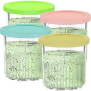 Set di 4 contenitori per i macchinari per ghiaccio della serie NC500, contenitori, bicchieri con coperchi, accessori, BPA-free, resistente al lavastoviglie, impermeabile (blu/rosa/arancia/giallo)