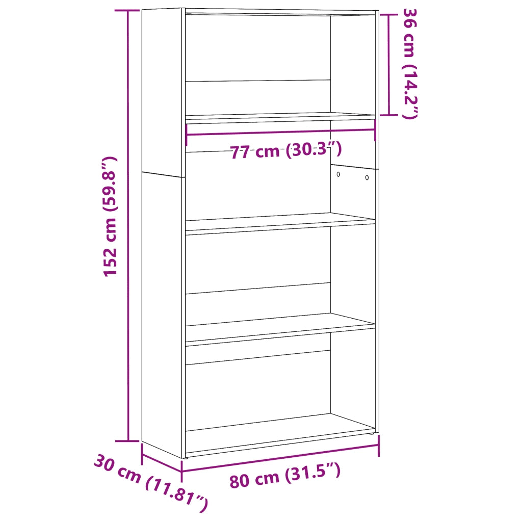 vidaXL Libreria Rovere Sonoma 80x30x152 cm in Legno Multistrato