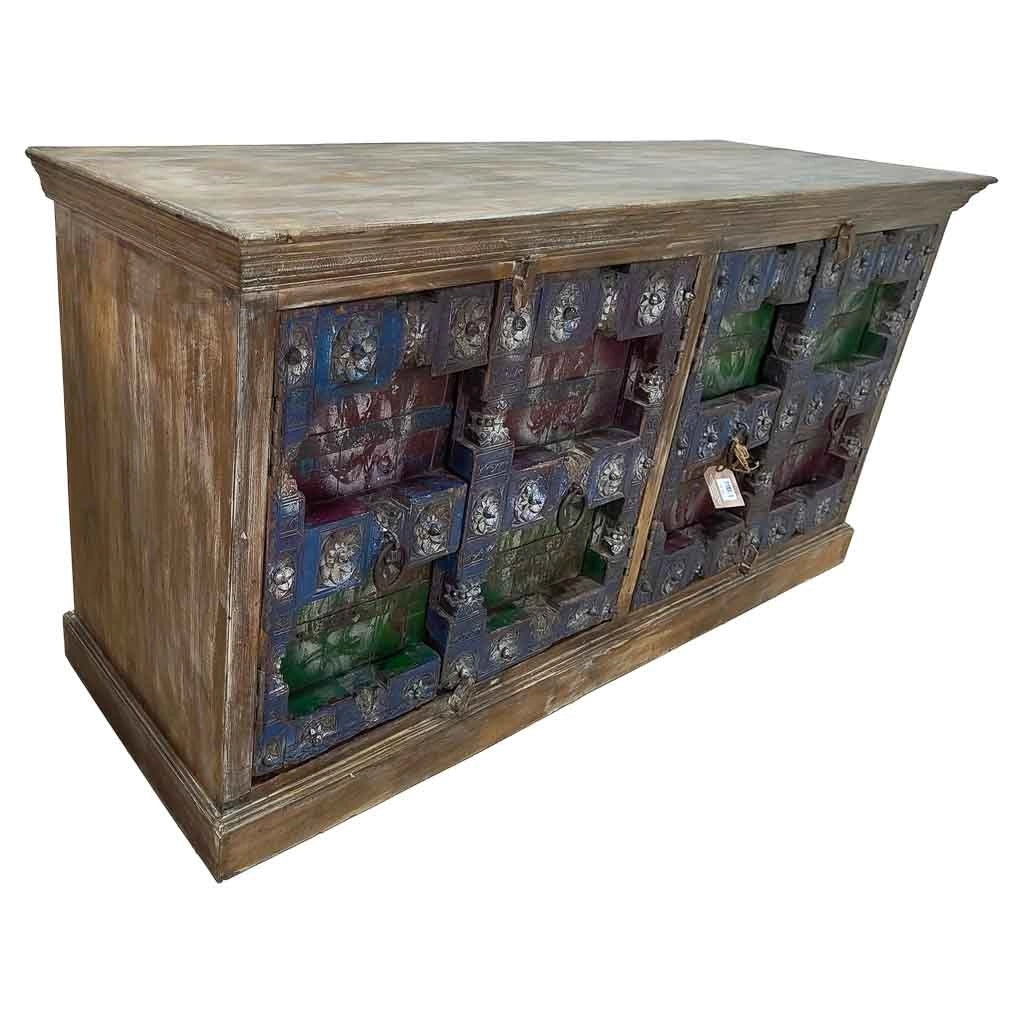 Credenza in legno artigianale marrone 216x52x93h