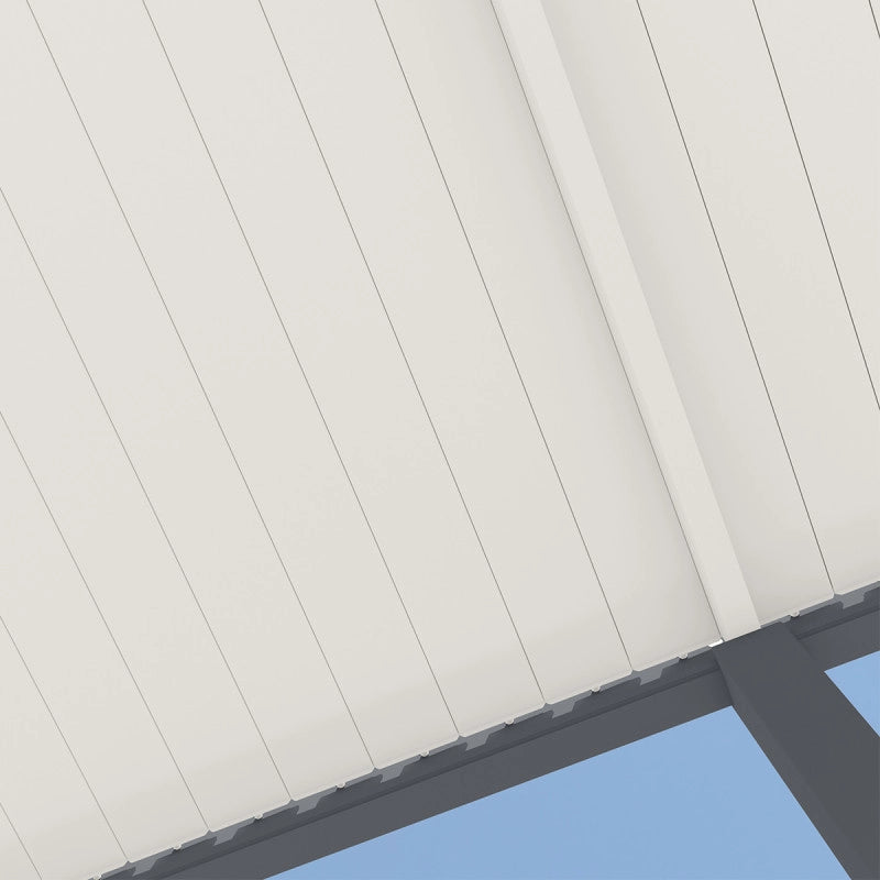 Pergola bioclimatica Ombréa autoportante VS - 3x6M bicolore + 2 tende bianche