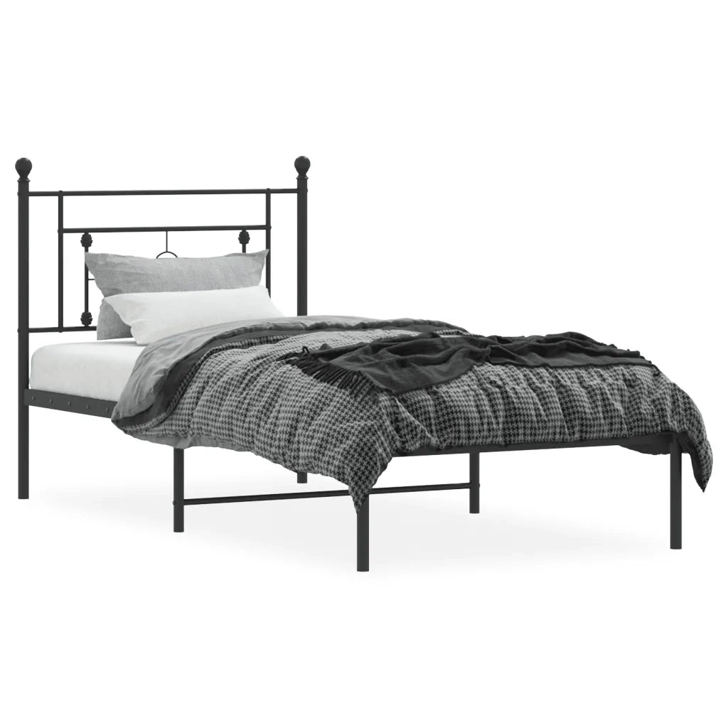 Giroletto con Testiera-Struttura Letto con testiera in Metallo Nero 90x190 cm 239589