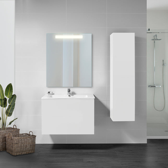 Specchio da Bagno Pegasus con Illuminazione Led Frontale Imballo 1 Pezzo Alluminio e Vetro Emuca