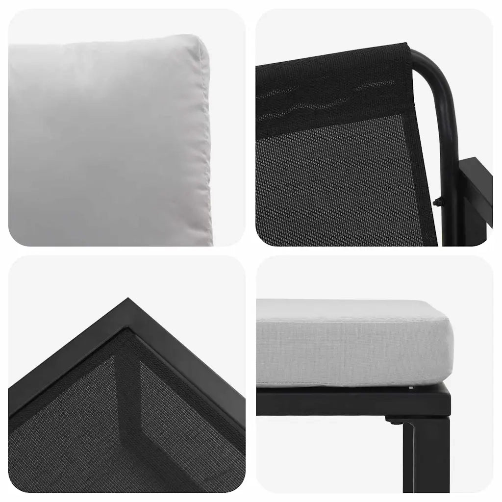 vidaXL Set Divano da Giardino 4 pcs Nero 61 x 72.5 x 71 cm Acciaio