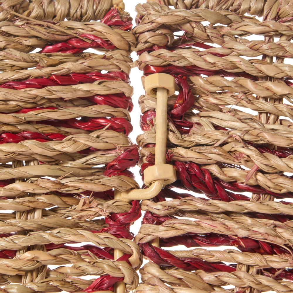 CopriBase dell'albero di Natale in alghe naturali con accessori tondi rossi ⌀ 52 cm fatti a mano