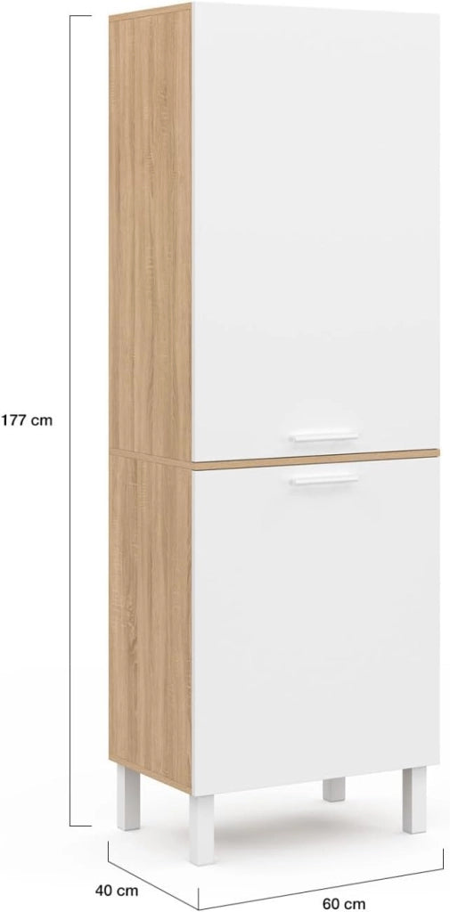 Mobile da cucina CINA 60 cm con 2 ante in faggio e bianco