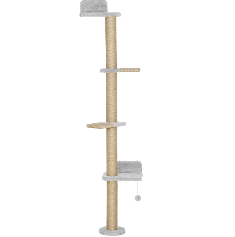 Tiragraffi da parete 48x21x180 cm in poliestere e sisal grigio chiaro –