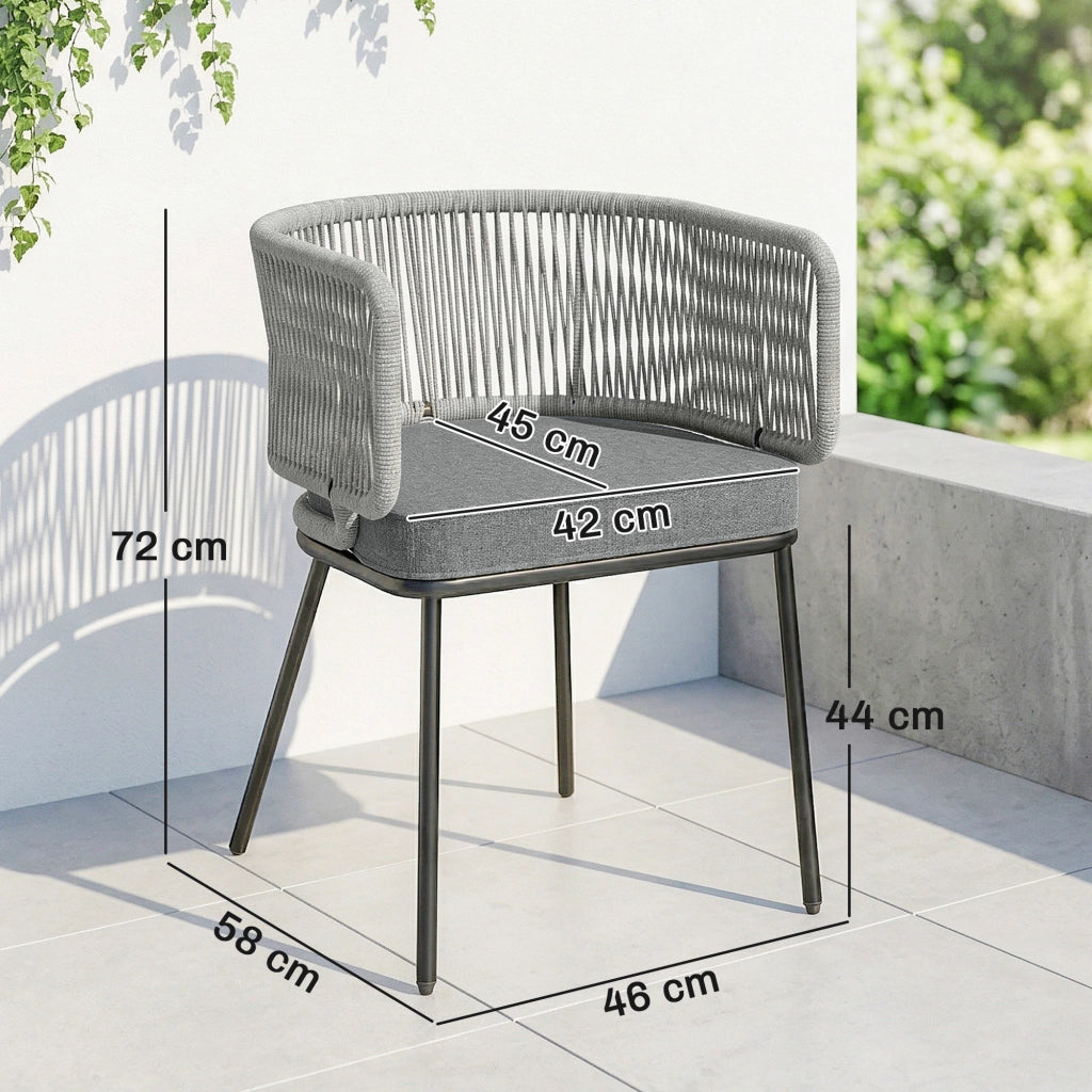 Poltrona da Giardino in Polyrattan con Cuscini ¨C Zephmum ¨C 46x58x72 cm Grigio Chiaro