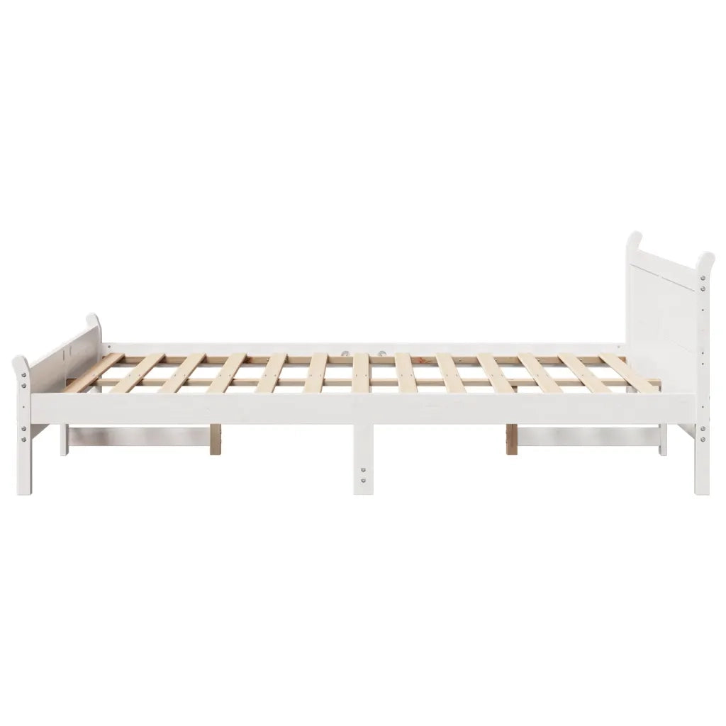 Letto senza Materasso Bianco 135x190 cm Legno Massello di Pino