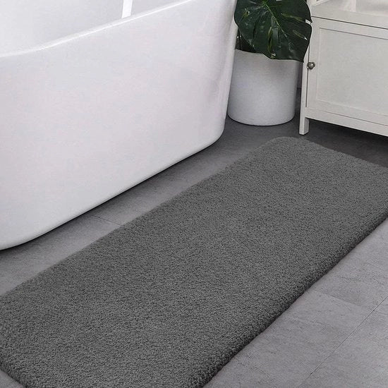 Badmat antiscivolo extra lungo, composto, morbido, microfibra morbido, scarpata, assorbente superiore, lavabile in lavatrice - 50 x 178 cm (grigio scuro)
