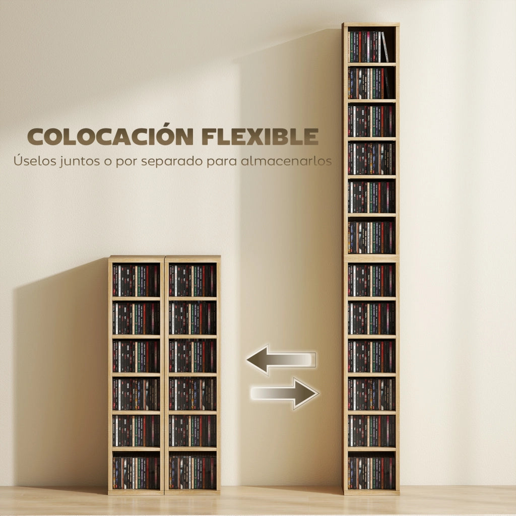 Libreria per CD e DVD con 12 Scomparti ¨C Xylo ¨C Rovere 21x22,5x88,5 cm