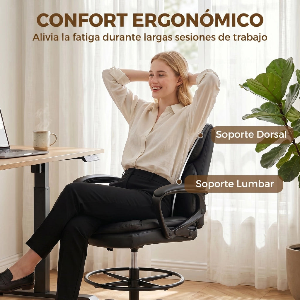 Sedia da Ufficio Girevole Ergonomic ¨C zephmum ¨C Nero con Altezza e Poggiapiedi Regolabili