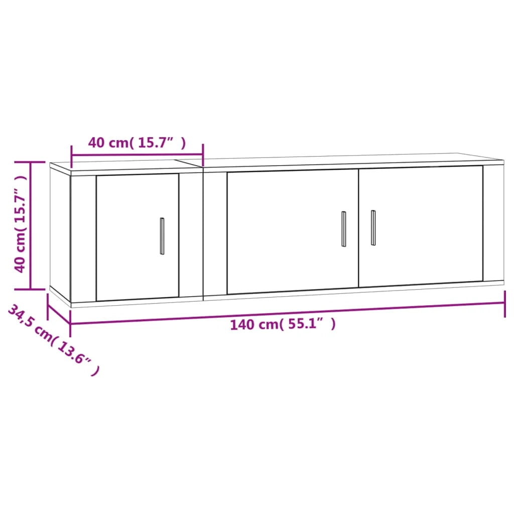 Set di mobili da 2 pezzi comprensivo di armadio credenza mobile TV soggiorno/camera da letto salotto rovere affumicato legno marrone ingegnerizzato 02_0024440