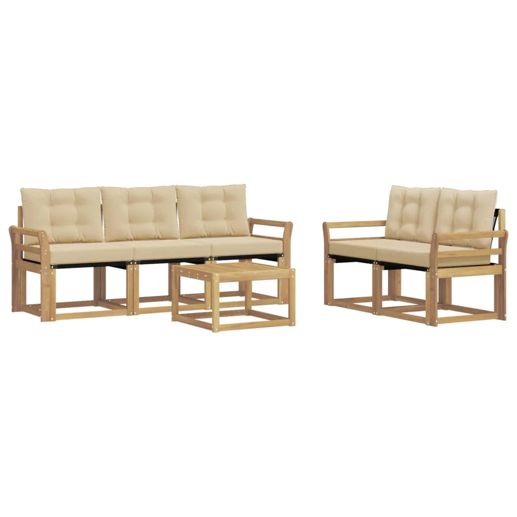 Set di divani da esterno 6 pz Bianco e Beige 3389215