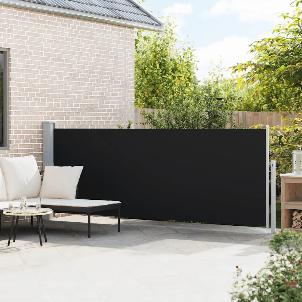 Tenda Laterale Retrattile per Patio 140x500 cm Nera
