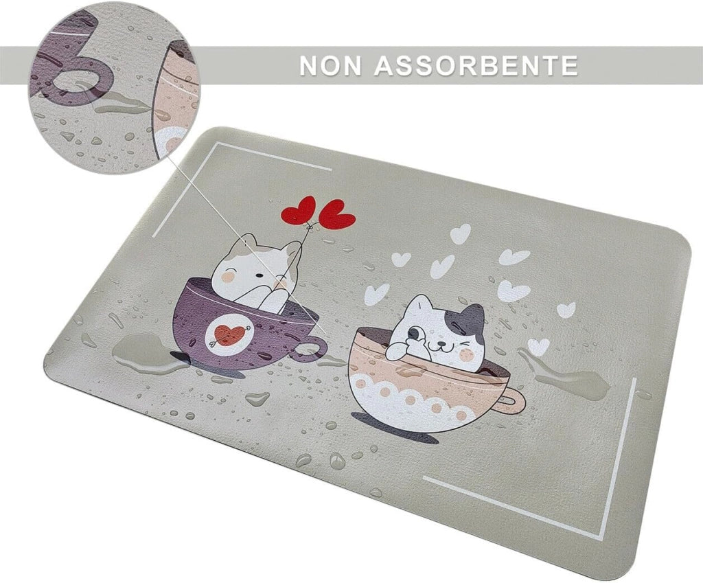 Tappeto Sottociotola Tovaglietta 50x70 cm Pvc Impermeabile Antisfilo Antiscivolo Cane Gatto Dis.E