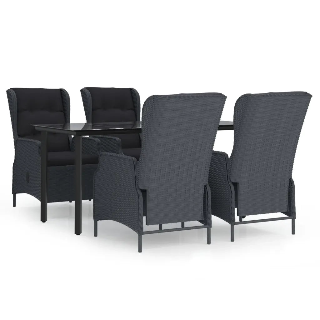 Set da Pranzo da Giardino 5 pz Grigio Scuro in Polyrattan 3156790