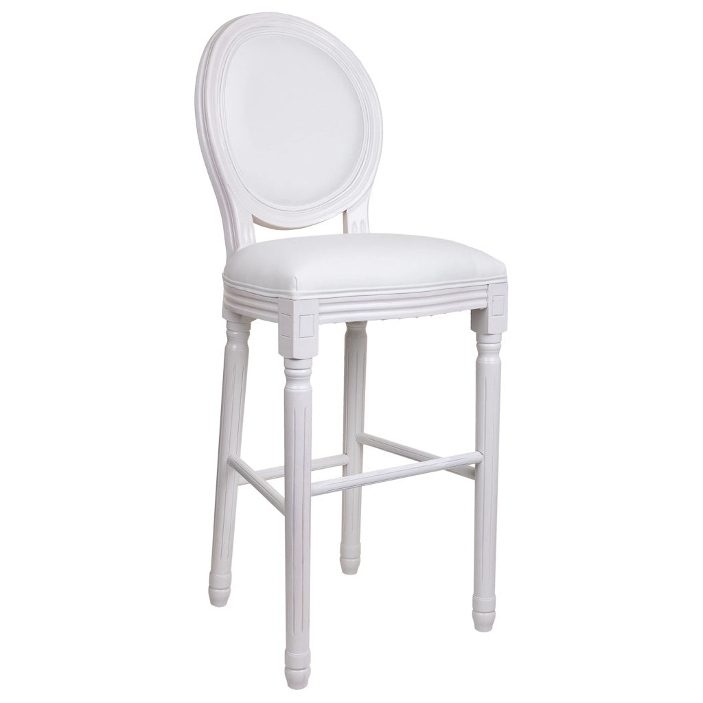 Sgabello in legno bianco 52x46x116h