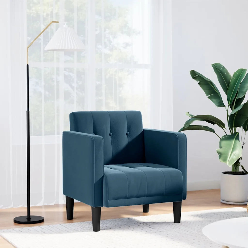 Divano Sedia con Braccioli-Poltrona-Sofa Relax Blu 53 cm in Velluto
