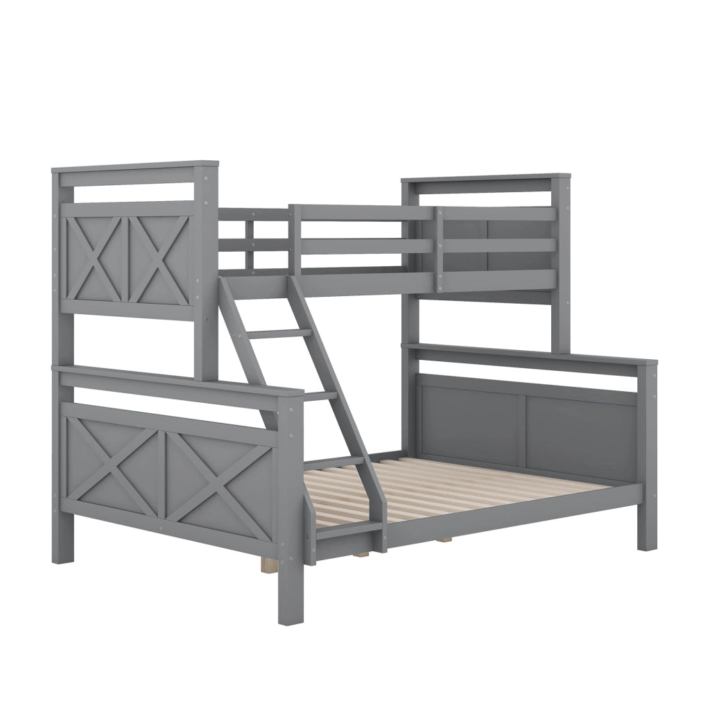 Letto a castello 90x200 cm e 140x200 cm convertibile in 2 letti separati in legno grigio