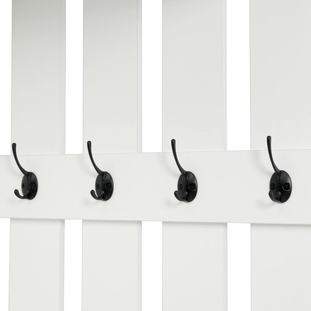 Mobile da ingresso con panca, 2 cassetti, 4 ganci e 6 ante, bianco, 110 × 37 × 180 cm