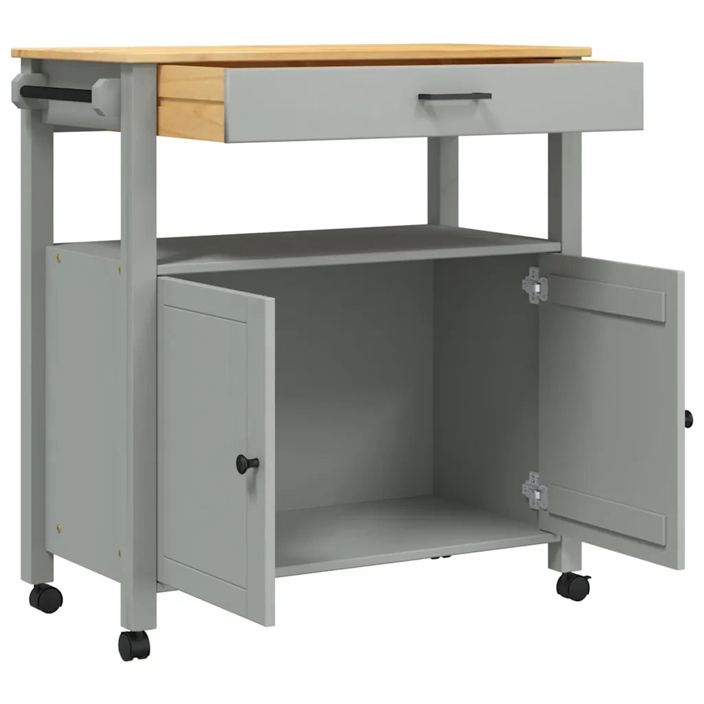 Carrello da Cucina MONZA 84x40x88,5 cm in Legno Massello di Pino 376107