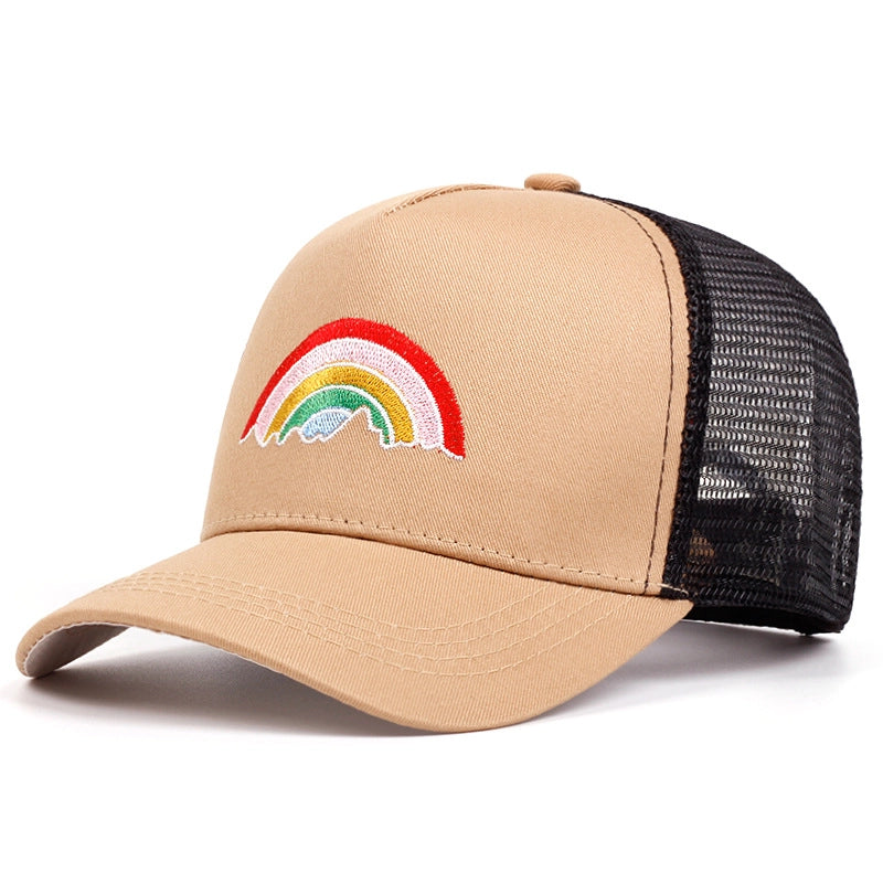Cappellini da baseball color kaki con ricamo arcobaleno