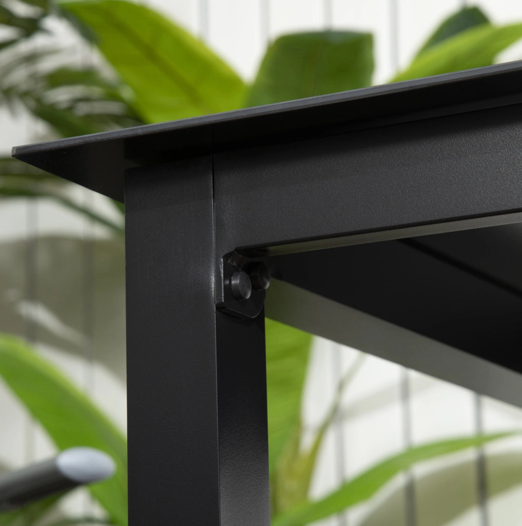 Tavolo da giardino quadrato 80x80x74 cm in alluminio nero per 4 persone