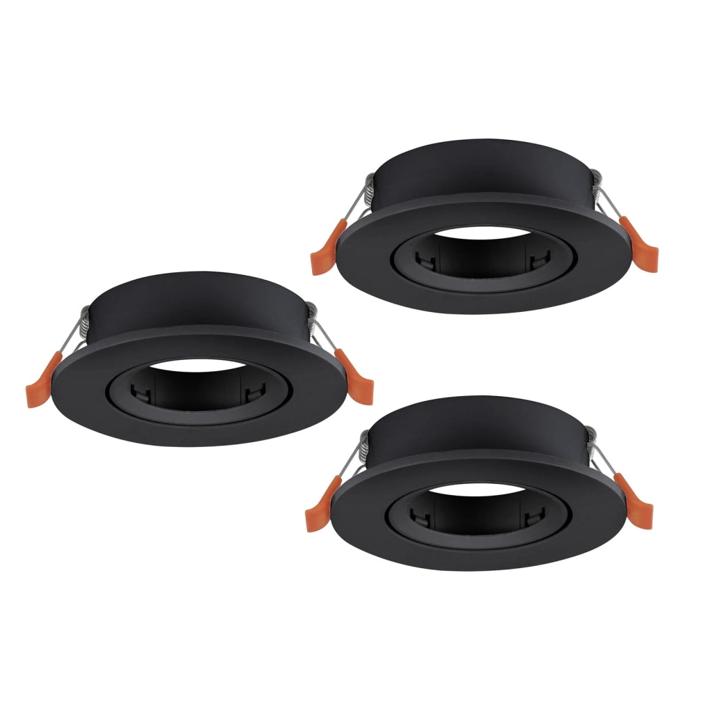 Faretto Incasso Moderno Barranco Gu10 Plastiche Nere 3 Luci Gu10 Ip20