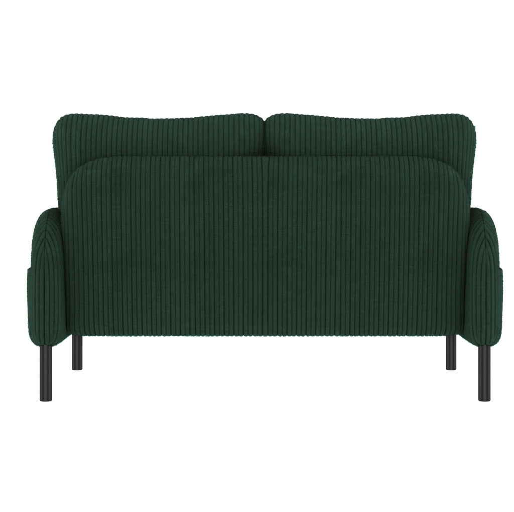 Divano 2 posti in corduroy verde smeraldo 120 x 75 x 79 cm con tasca laterale e gambe in metallo