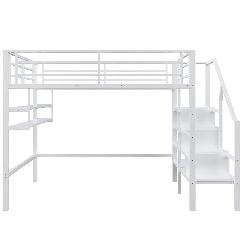 Letto a castello bianco con funzione contenitiva in metallo 140x200 cm