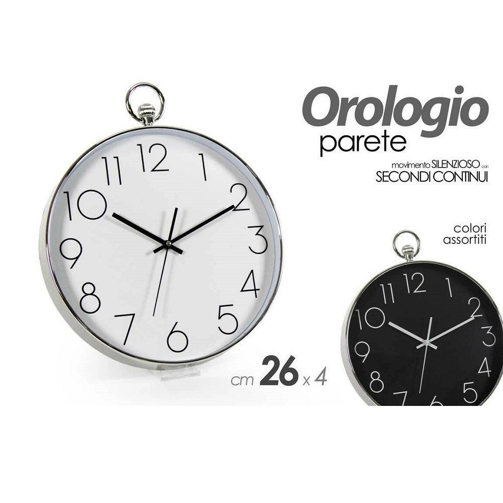 Trade Shop - Orologio 26x4cm Parete Movimento Silenzioso Colori Ass. Tondo In Plastica 798061 -
