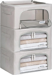 Cassa per la conservazione degli abiti pieghevoli con chiusura a cerniera - Adatta per abbigliamento e biancheria da letto - 1 pezzo - Grigio - Duralite