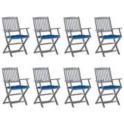 Sedie da Giardino Pieghevoli 8 pz con Cuscini Massello Acacia cod mxl 8534