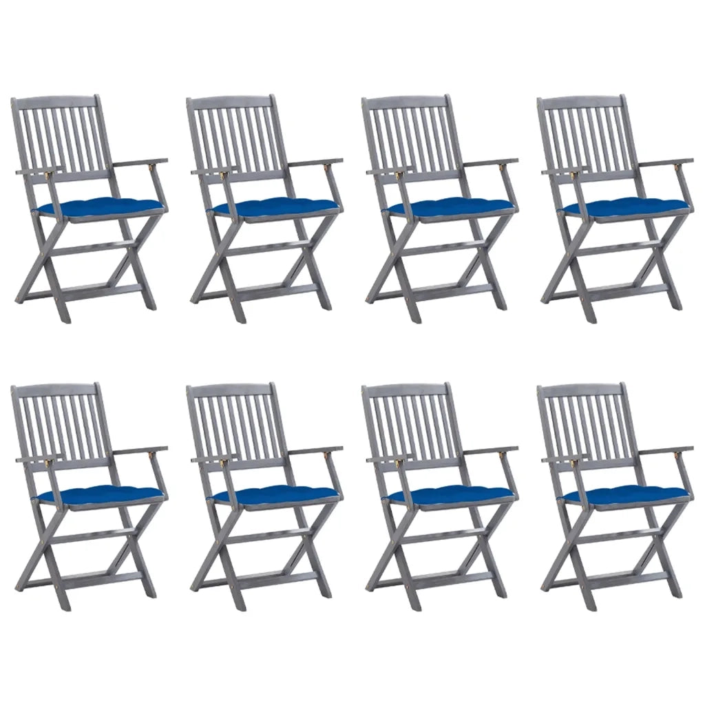Sedie da Giardino Pieghevoli 8 pz con Cuscini Massello Acacia cod mxl 8534