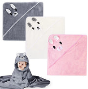Asciugamano per bambini con cappuccio - 3 pezzi - 80 x 80 cm - Asciugamano morbido con cappuccio - Disegno animale - Riciclabile e non ingolla aria - Asciugamano per bagno