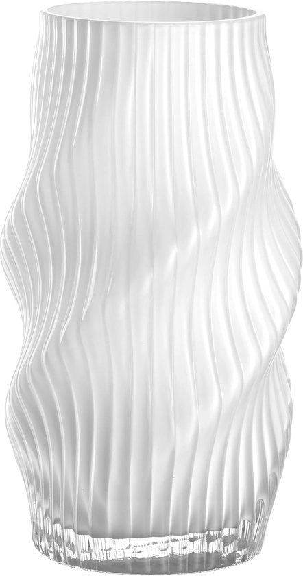 Vaso di Vetro Bianco – Vaso con Design Moderno e Forma Curva – Vaso per Fiori per Tavolo e Salotto – ca. 22,5 cm