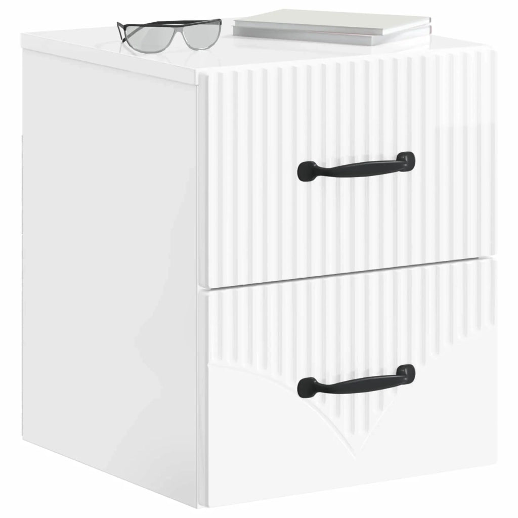 Mobiletto da notte a muro Bianco Lucido 34,5 x 33 x 40 cm 898983