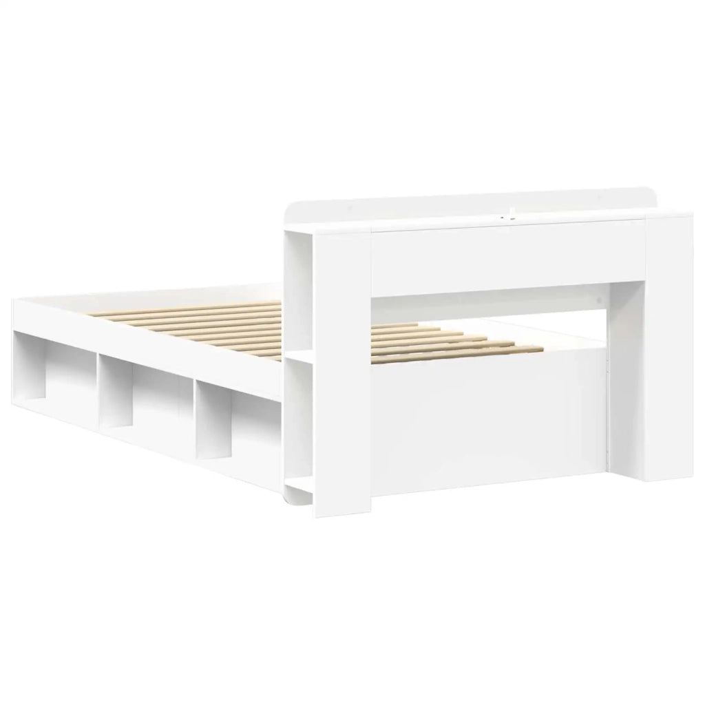 Telaio del letto con storage con testiera Bianco 90 x 190 cm 3433334