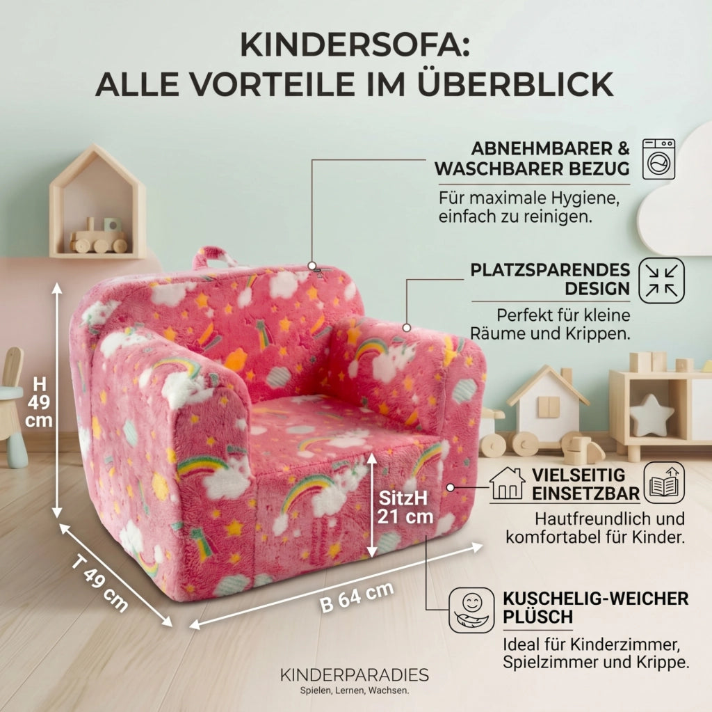 Poltroncina per bambini con braccioli e rivestimento rimovibile; rosa