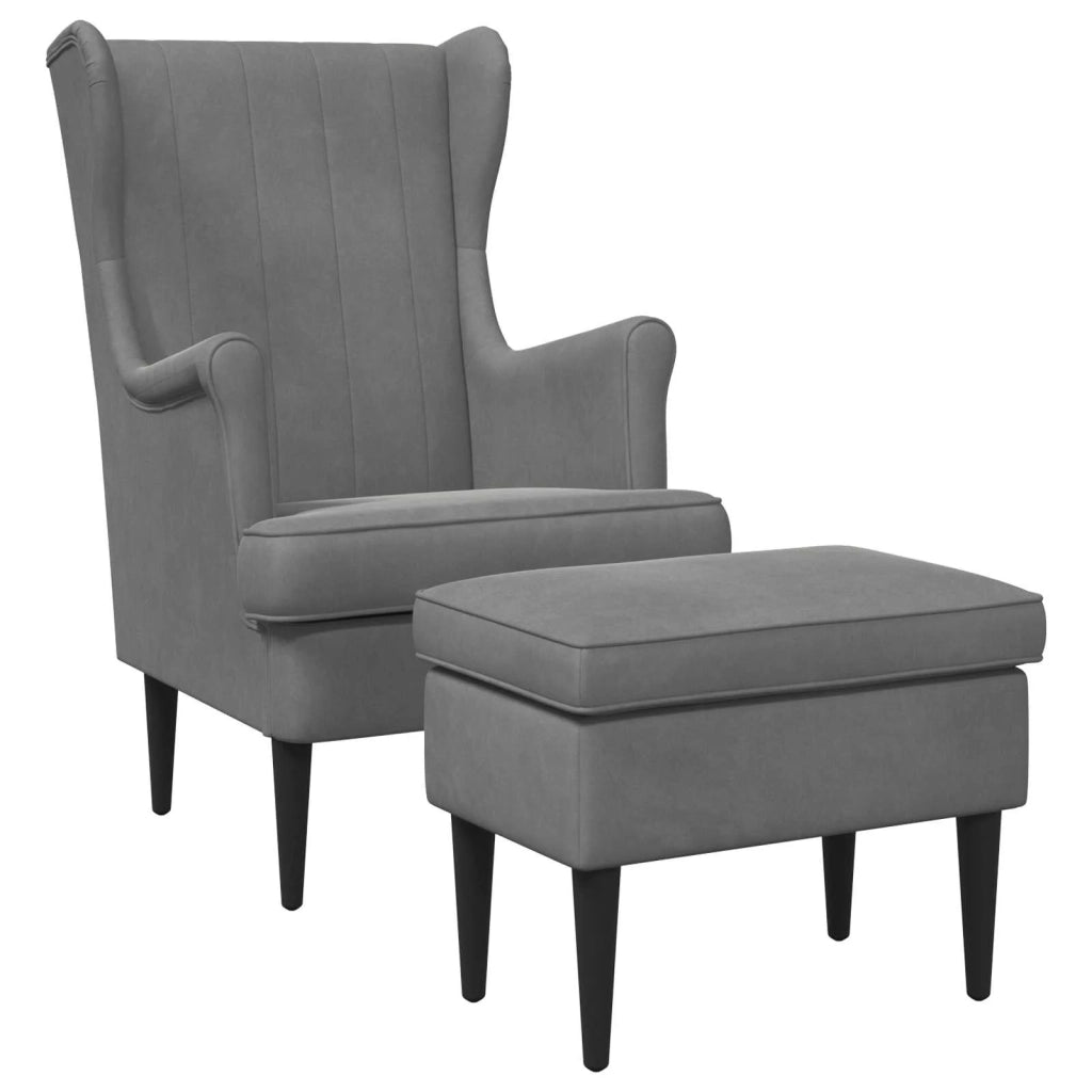 Poltrona con Ottomano 2 pz Grigio Scuro Velluto 3418825