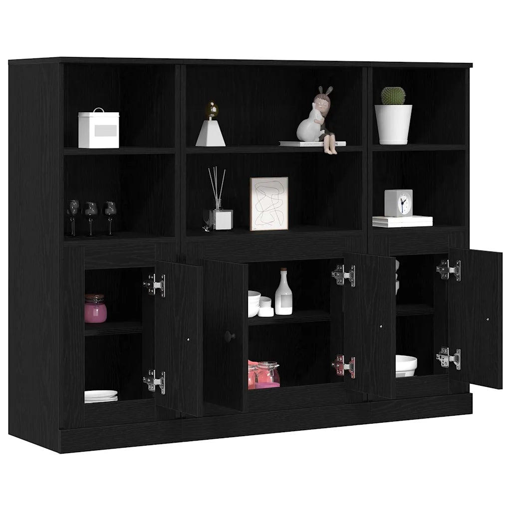 Credenza-Buffet-Armadio da cucina Rovere Nero 132 x 35,5 x 103,5 cm Legno multistrato